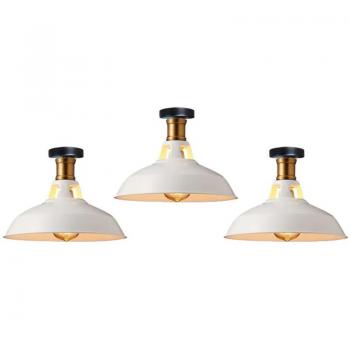 Classic Iron Ceiling Lamp 27cm – White Industrial Vintage Design