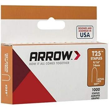 Arrow T25 Staples 9/16-Inch Box of 1000