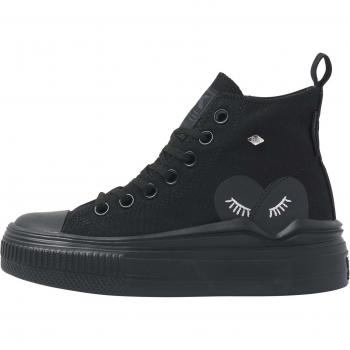 Baskets BK Femme – Noir, Style Mid, Textile
