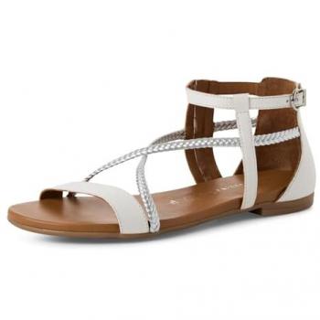 Tamaris Lederimitat Sandale, Damen, Size 42.0, weiß