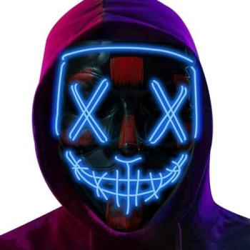 Halloween Blue LED Stitched Purge Face Mask