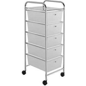 Clear Rainbow Drawer Cart – 5 Compartments, 33×39×95 cm