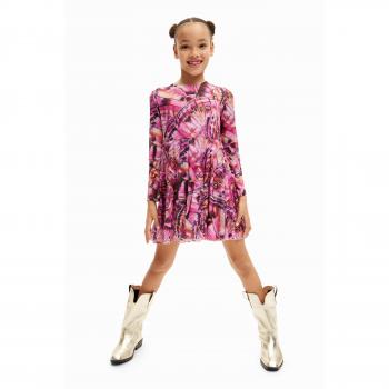 Desigual Vestido Rosa com Detalhes de Borboleta