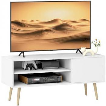 TV Console for 55” Screens with Cupboard, White – Homcom