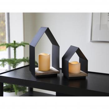 HomeLaterne 91 – Schwarzes Holz-Metall-Design 15 × 30 cm