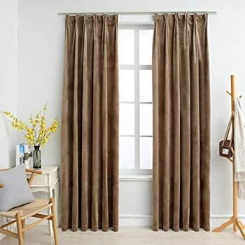 Blackout Curtains 2 pcs with Hooks Velvet Beige 140x245 cm from VidaXL