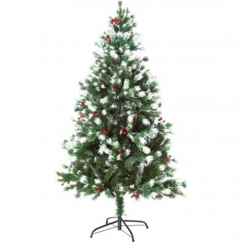 Artificial Snow-Flocked Pine Tree 5ft with Red Berries