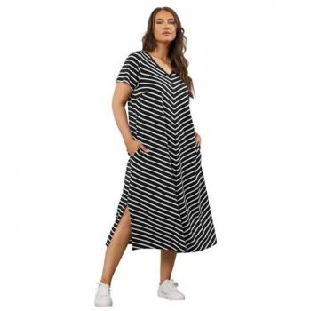 Robe noire à rayures slub Evans
