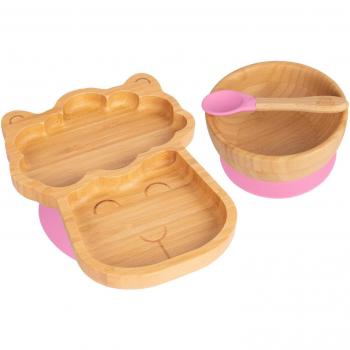 Pink Bamboo Llama Suction Dinner Set for Kids