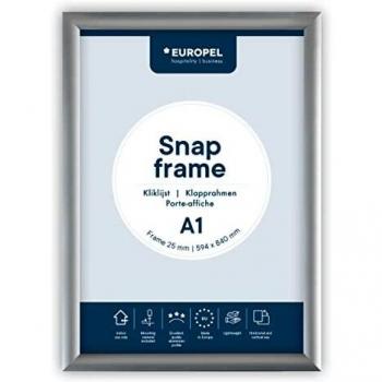 Cadre A1 25 mm Europel – aluminium avec pinces d’affichage
