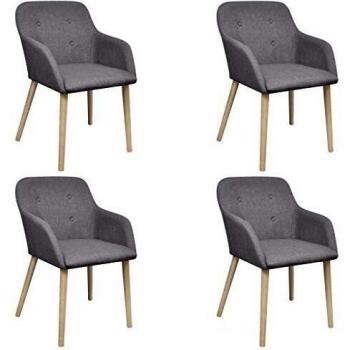 VidaXL Set di Sedie da Pranzo 4 pz Grigio Chiaro in Tessuto e Rovere Massello