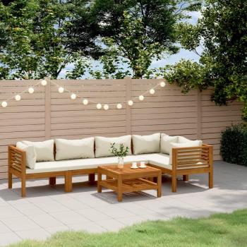 Mobiliario de Jardín Vidaxl 6 Piezas: Sofá, Sillas y Asientos con Cojines Crema