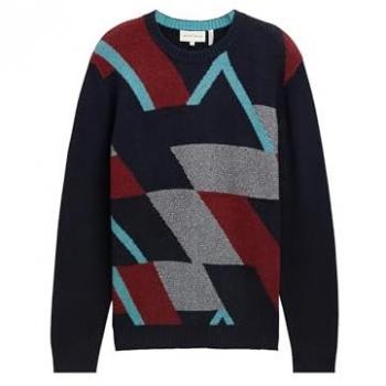 Tom Tailor Herren Regular Fit Strickpullover mit Wollanteil, geometrisches Muster, Größe XXXL