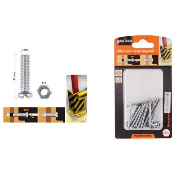 Set 21 Pz Viti Testa A Croce 3x35 Mm con Dadi Dado Esagonale M3