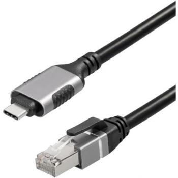 USB-C to Ethernet RJ45 Cable, Cat 6, 1.5 Meters – Black