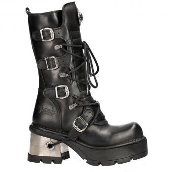 Gothic Mid Calf Botas Black 373-S33