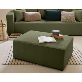 Topaze Pouf Vert en Tissu Bouclette