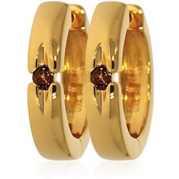 Goldgeprägte Xen Creolen mit Rauchquarz – 0,25 ct. (Sterling Silber)