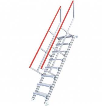 Escalier industriel 6 pas – Hauteur franchie 1,50 m – Pente de 60° – Deux mains courantes – Code 22101006/2MC