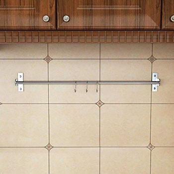 Organizzatore di Utensili in Acciaio Inox Lanlan 304, 80 cm, 3 Ganci a S – Rack da Parete