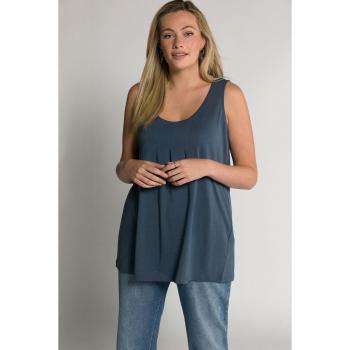 Plus Size A-line Pleat Front Knit Tank Top, Grey, Size 28/30, Synthetic Fibers/Cotton