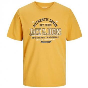 Camiseta Jack & Jones ELOGO Amarilla Hombre Manga Corta Cuello Redondo