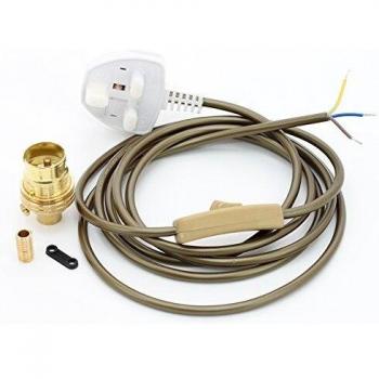 Brass-Trimmed Wooden Lamp Base Kit – 8‑Piece Un-Switched Holder