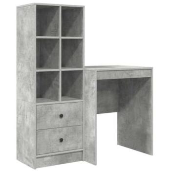 Bureau Fonctionnel avec Tiroir Gris Béton
