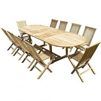 Ensemble extérieur en teck Nayan 10 chaises Jenae