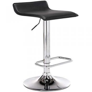 Tabouret de Bar Réglable DYN en Similicuir Noir avec Repose-Pied