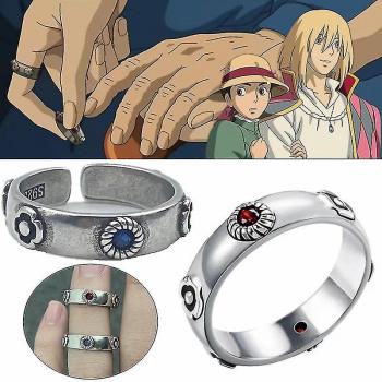 Regalo temático Studio Ghibli, anillo de metal unisex estilo Hayao Miyazaki para fans de Howl's Moving Castle