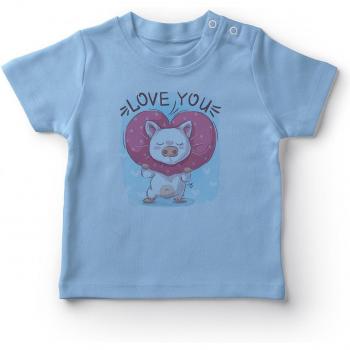 Body bébé garçon bleu design cochon et cœur Angemiel