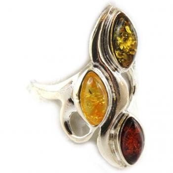 Anillo Plata 'Silueta' con Ámbar 54 Color Marrón