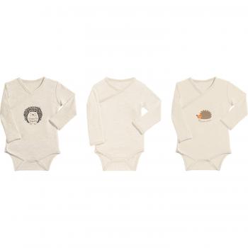 Baby Butt Wickelbody Pack: 3 Igel-Prints – Interlock-Jersey, natur/beige, Größe 44