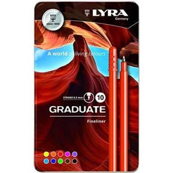LYRA Pack de 10 rotuladores de punta sintética, multicolor