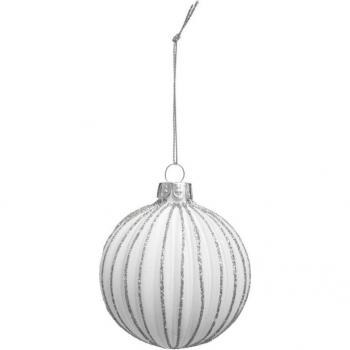 FÉÉRIC WEIHNACHTSKUGEL MIT STRIE-SILBER