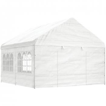 Gazebo avec toit blanc 4,46x4,08x3,22 m en polyéthylène