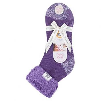 Ladies Turnover Feather Top Lounge Socks