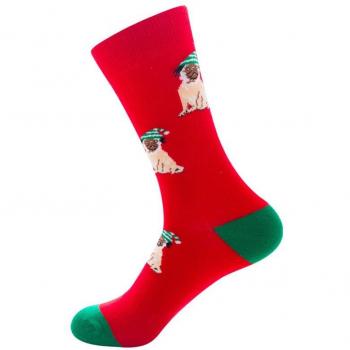 Christmas Themed Elk and Santa Claus Short Socks