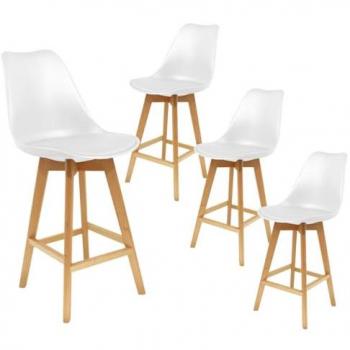 Chaises Hautes Blanches Scandinaves en Bois Massif