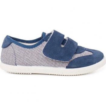 Zapatillas rayas y serraje con tira adherente doble