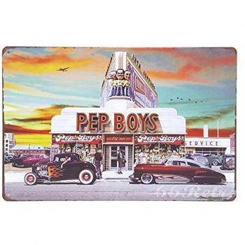 Pep Boys Retro Tin Sign – 66 cm Long, 30 cm High