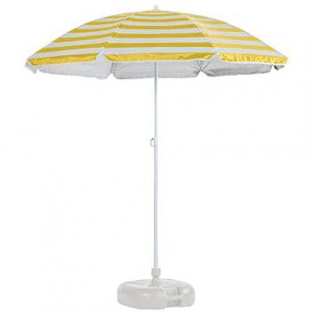1.8m Yellow and White Stripe Metal Beach Umbrella