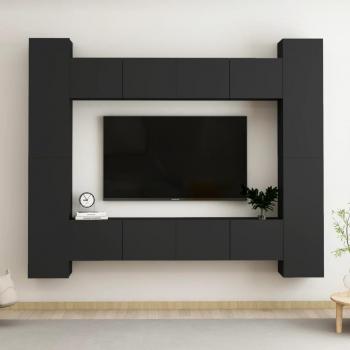 Ensemble de meubles TV 8 pièces Noir Bois d'ingénierie