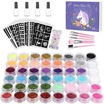GlitzerKunst Winpok Tattoo-Set 48 Farben – wasserfestes temporäres Make‑Up