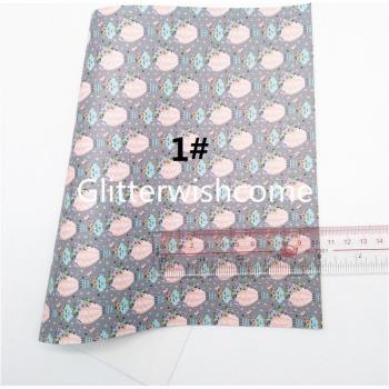 Synthetic Leather A4 Hearts and Flowers Fabric