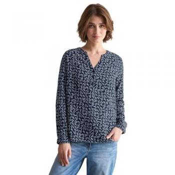 Cecil Langarmbluse „Minimal Print“ – Damen, Blau, 1‑Teil, Größen XXL, XL, L, S, XS