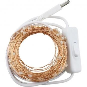 Decoración Navideña LED 10m, 100 LEDs, Tira Impermeable con Interruptor y USB