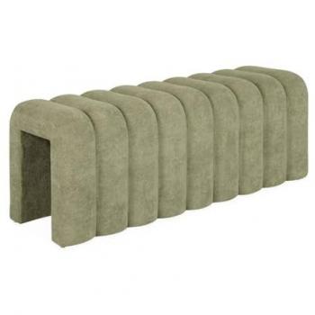 Banc Bout de Lit Vert Contemporain en Tissu 114x40x45 cm