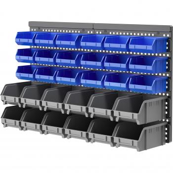 DURHAND Schüttregal für Werkstatt, 63 x 18 x 37,5 cm, 30 Boxen, Blau